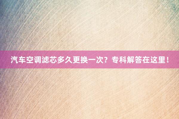 汽车空调滤芯多久更换一次？专科解答在这里！