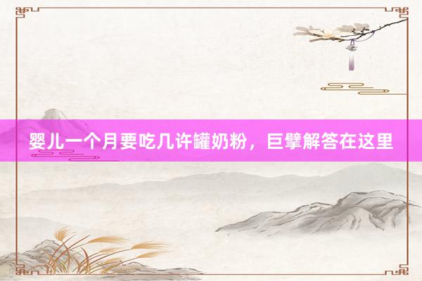 婴儿一个月要吃几许罐奶粉，巨擘解答在这里
