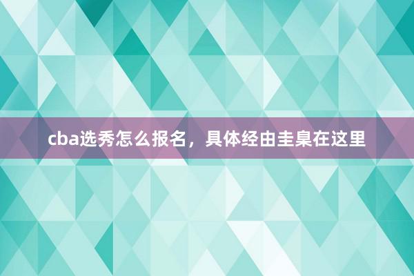 cba选秀怎么报名，具体经由圭臬在这里